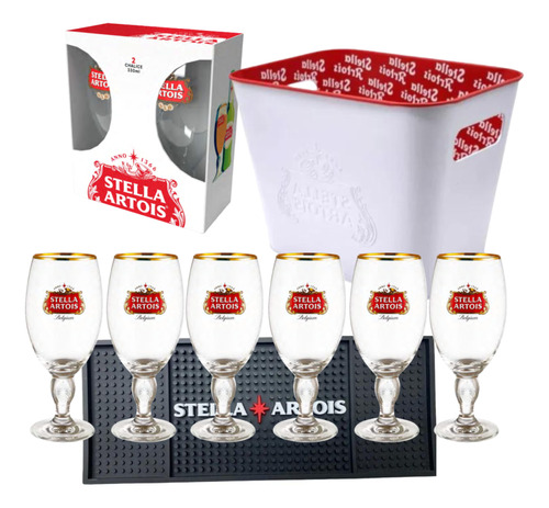 Frapera Balde Hielo Stella Artois + 6 Copas Y Beermat Regalo