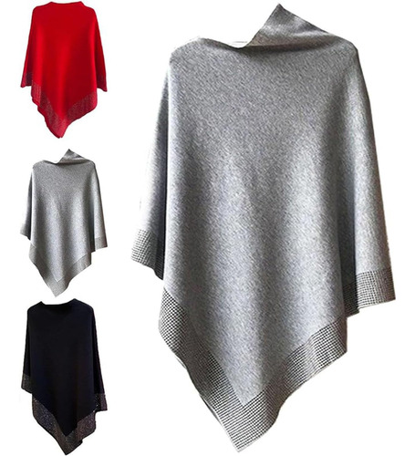 Chal De Lana Brillante Para Mujer,poncho Irregular,poncho