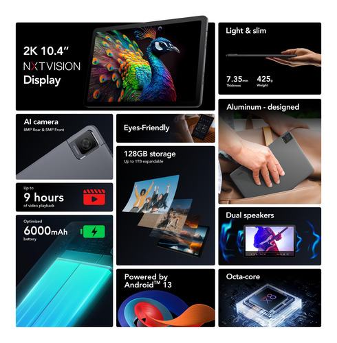 Tablet Tcl Tab 10 Gen 2 10.4 Pulgadas Wi-fi 128 Gb Android 1