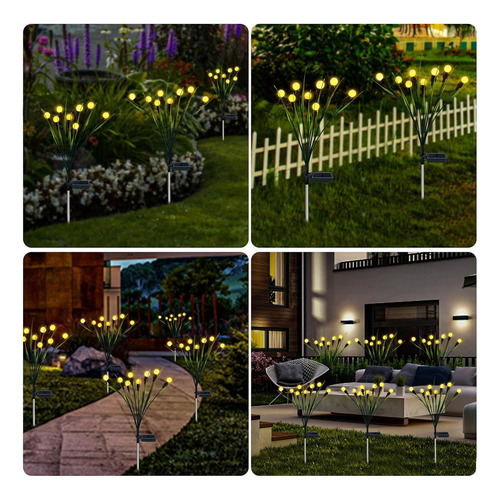 6 Luces Lampara Solar Jardin Luz De Luciérnaga Led 2 Piezas Estructura Warm Light,luces Para Jardin Solares,lamparas Solares Exterior Jardin