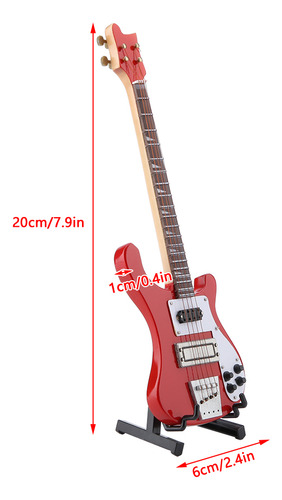 Réplica De Suporte E Estojo Para Guitarra Baixa Vermelha Em