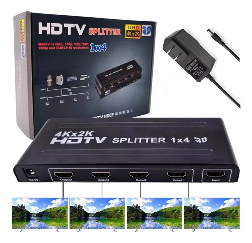comprar Splitter Hdmi 1*4 Divisor Señal Amplificador Conecta 4 Tv