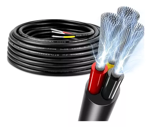 Cable de calibre 18 de 50 pies, 3 conductores, cable eléctrico de 18 AWG,  cable de cobre estañado trenzado sin oxígeno 18/3, cable de bajo voltaje