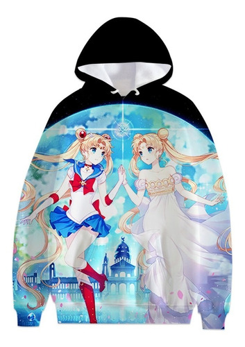 Sudadera Estilo Casual Anime Patrón Sailor Moon Vestido Moda