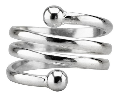 Anillo Triple Ajustable Bolitas Plata 925 Importado Mujer