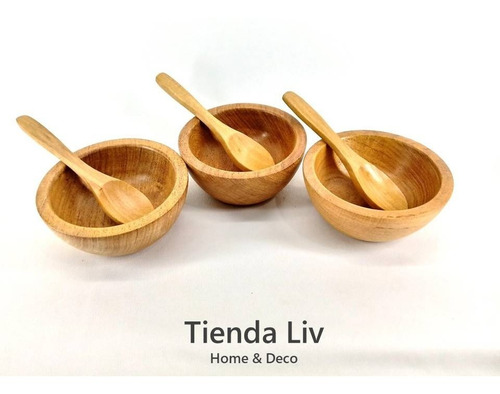 Imagen 6 de 9 de Cazuelas Cuenco De Madera De 8 Cm X 10u
