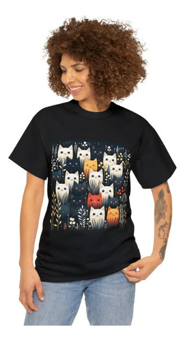 Polera Unisex Gato Gatitos Pintura Mascota Algodon Estampado