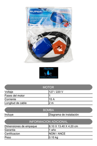 Flotador Evans Controlador De Nivel De Bomba Automático 2 M.