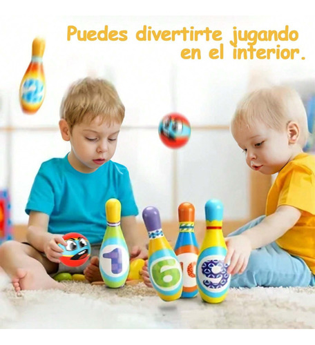 Juego De Boliche Infantil,kit Con 10 Bolos Y 2 Bolas