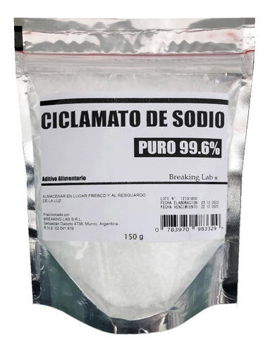 Ciclamato De Sodio Edulcorante Grado Alimenticio 150 Gramos