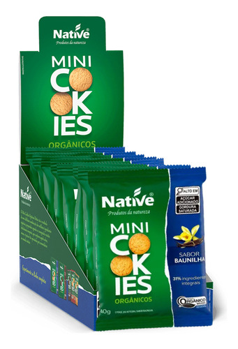 Caixa Biscoito Mini Cookies Baunilha Native Orgânico