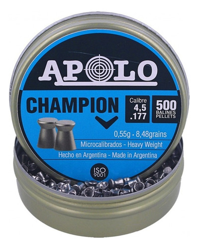Diabolos Balines Apolo Champion .177  4.5mm X 500 Und 8,48gr