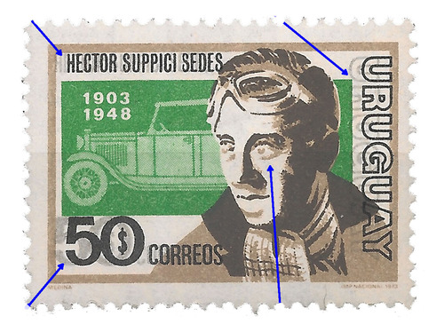 Uruguay Yv 877 A 1974 Variedad $$$ Mint Sedes Joya! Muy Rara