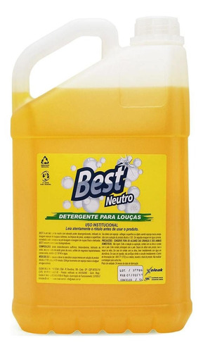 Detergente Líquido Lava Louças Concentrado 5 Litros Best