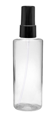 100 Frascos Pet 100 Ml Cilíndrico Reto Spray Preto.