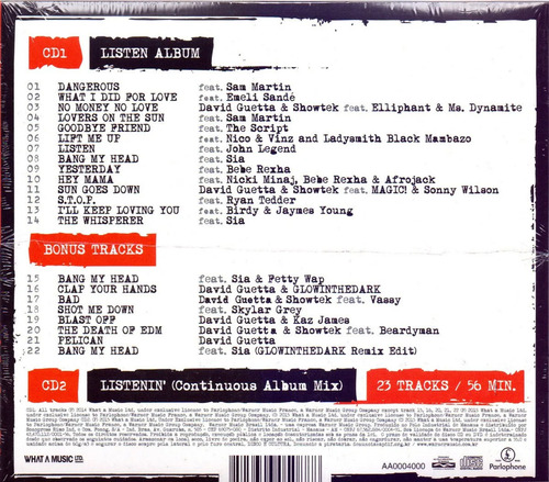 Cd Pop David Guetta - Listen Again ( Cd Duplo )