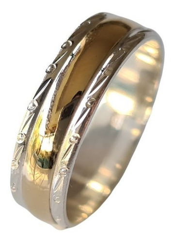 Imagen 1 de 5 de Argolla Compromiso Matrimonio Oro 18k Y Plata 925 Ref 02
