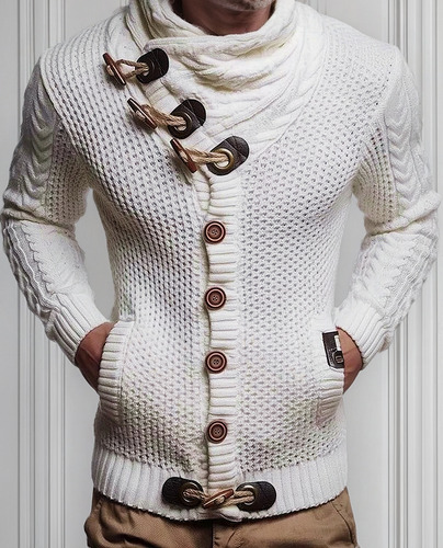 Camisa De Punto Con Cuello Alto Y Manga Larga Para Hombre