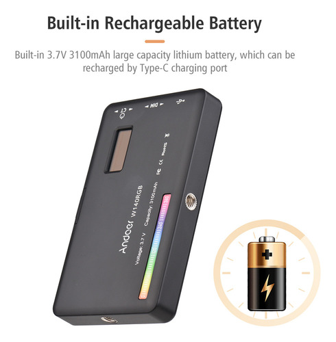 Fotografía Recargable Con Luz Led Andoer W140 Rgb