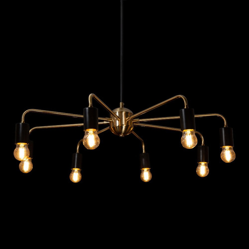Lámpara Colgante Araña Negro Latón G100 E27 40w 8 Luces