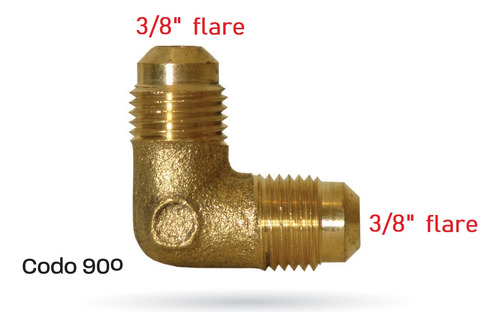 Codo Unión Flare 3/8'' X 3/8'' Latón Para Gas Coflex Ucu-6