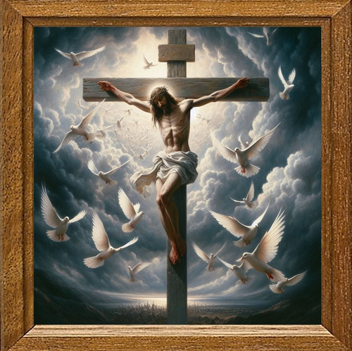 Cuadro De Arte Digital Crucifixión De Jesús V2 50x50cm Única