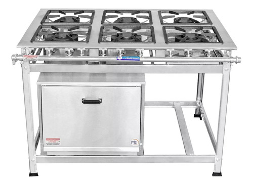 Fogão Industrial 6 Bocas Em Inox + Forno Baixa Pressão 30x30