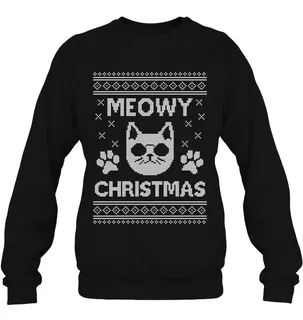 Sueter Comodo Navideño Cat Ugly Christmas Sweater Gato Meaw
