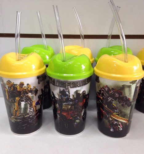 Vaso Pitillo Transformers Sorpresas Fiestas Piñatas Regalos