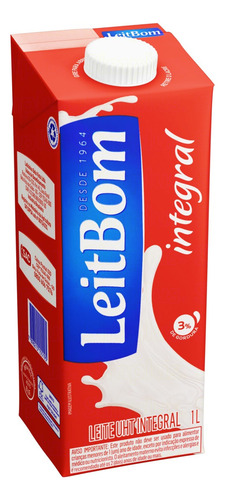 Leite UHT Integral Leitbom Caixa com Tampa 1l