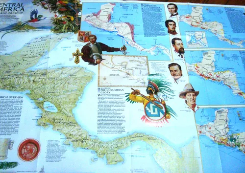 Nat Geo Central America 80x60 Guatemala Honduras Mar Caribe (Usado)