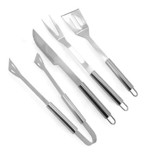 Imagem 1 de 2 de Conjunto Jogo Churrasco 4 Pecas Inox Premium Mimo Style