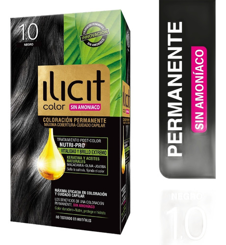 Tintura Sin Amoniaco Marca Ilicit Tono 10 Negro