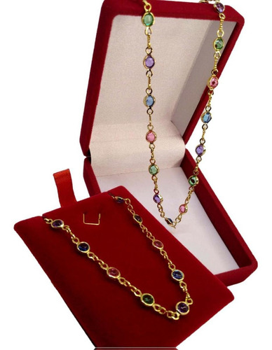 Imagem 1 de 7 de Gargantilha + Pulseira Folheada Feminina + Brinde C/garantia