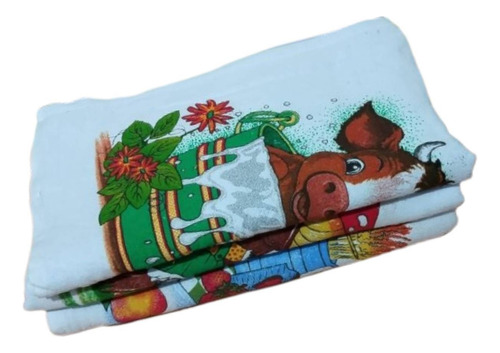 Pano De Prato Atacado Estampado Kit Com 3 Peças Branco Sortido