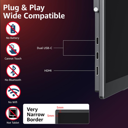Monitor Portátil De Juegos 18.5 1080p Usb-c Hdmi
