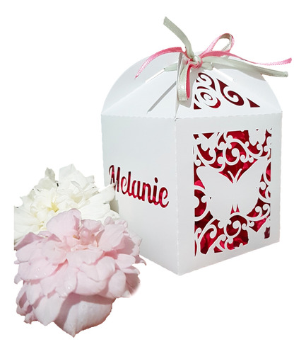 30 Cajas Cajitas Caladas 10x17cm Mariposa Personalizadas