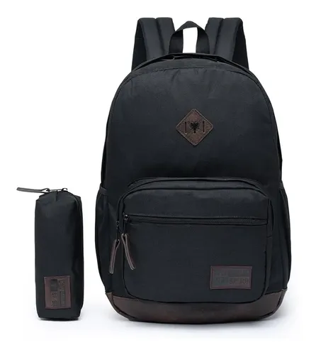Mochila Cavalera Preta Escola com Espaço Notebook 15L Poliéster