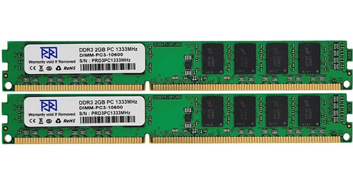 2 Memorias Ddr3 2gb 1333mhz 4gb 2x2 Modulos Pc3-10600 Dimm