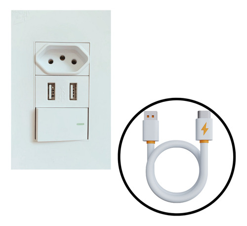 Tomada Parede Dupla Entrada Usb Bivolt Moderno Tecnologia Cor Modelo 10