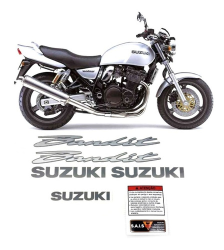 Kit Jogo Faixa Emblema Adesivo Suzuki Bandit 600n 2003 Prata