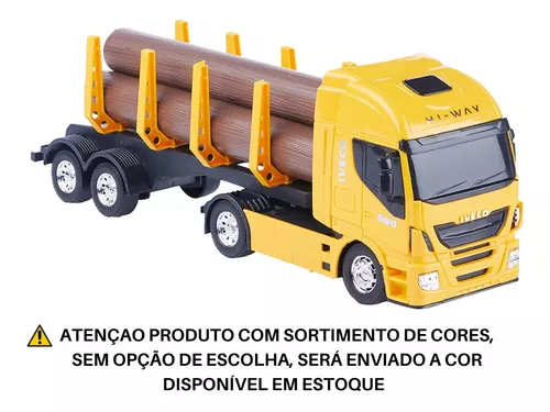 Caminhão Carreta De Brinquedo Iveco Hi-way Tora De Madeira