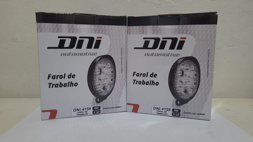 Farol De Trabalho 9 Leds Redondo Slim 12/24v Kit 2 Unidades