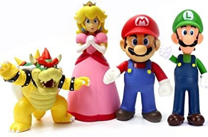 Juego De 4 Piezas Super Mario Toys  Mario & Bowser &