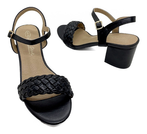 Imagen 3 de 6 de Sandalias Lady Stork Vestir Mujer Taco 6 Cm Trenzada Pulsera