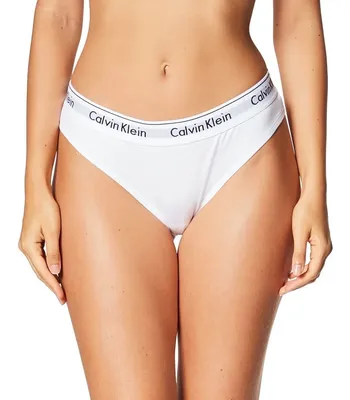Calcinha Feminina Tanga Clássica Calvin Klein 0900 Branco Liso L