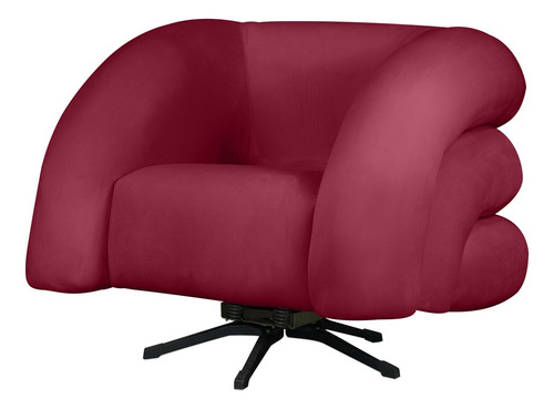 Poltrona Base Giratória E Balanço Micheli Veludo Vermelho