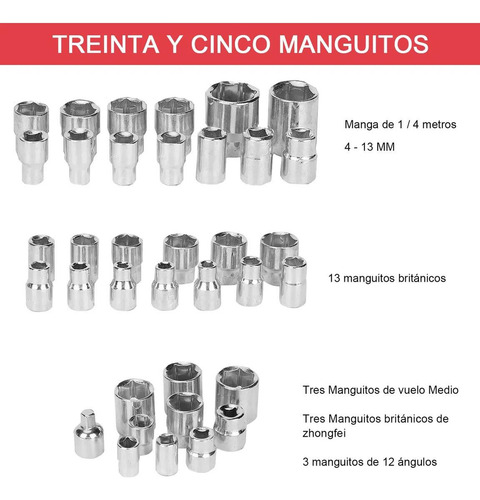 Juego De Enchufes De 1/4 Y 3/8 Con Trinquete, 40 Unidades .