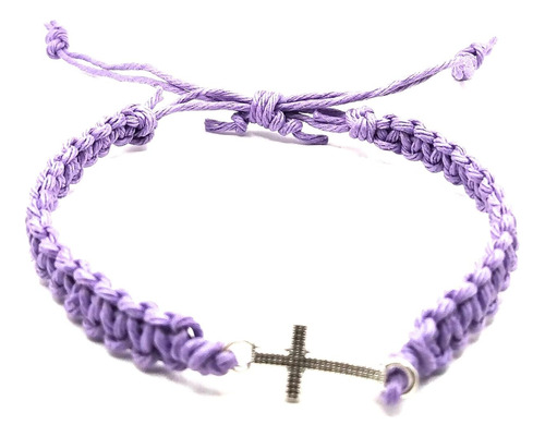 Pulsera De Cáñamo Dije De Cruz Cristiana Religiosa Pã...