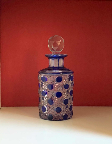 Frasco De Cristal , Antiguo Perfumero.azul Cobalto.imp